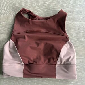 lululemon athletica Two-Tone High Neck Sports Bra - Rosewood & Pale Pink